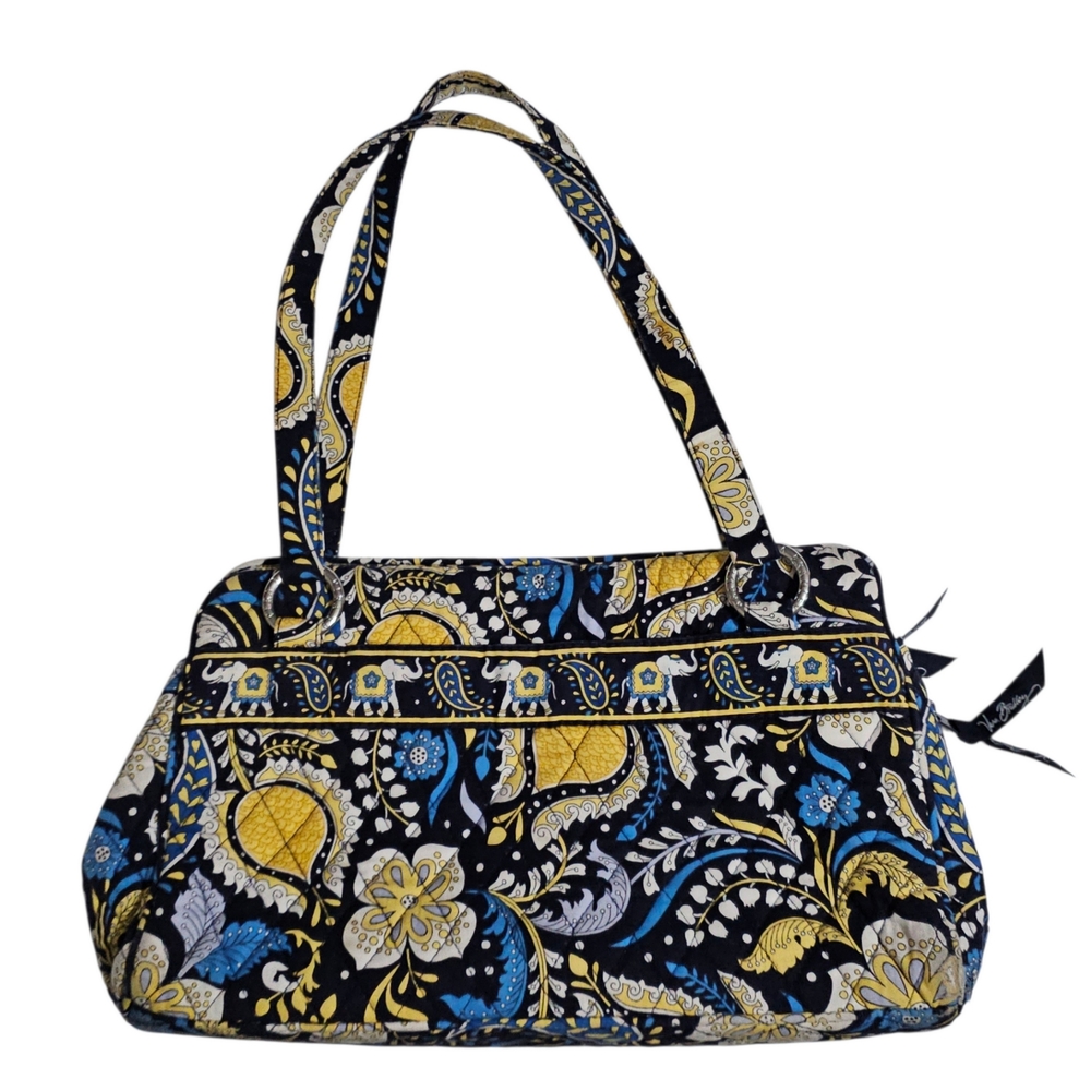 Vera Bradley Whitney Shoulder Bag Retired Ellie Blue Elephant Pattern